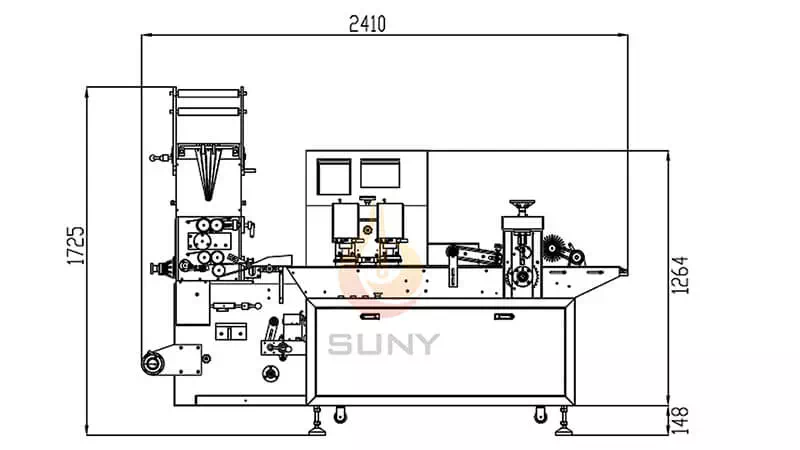 Back Sealing Single Wet Wipes Machine Layout