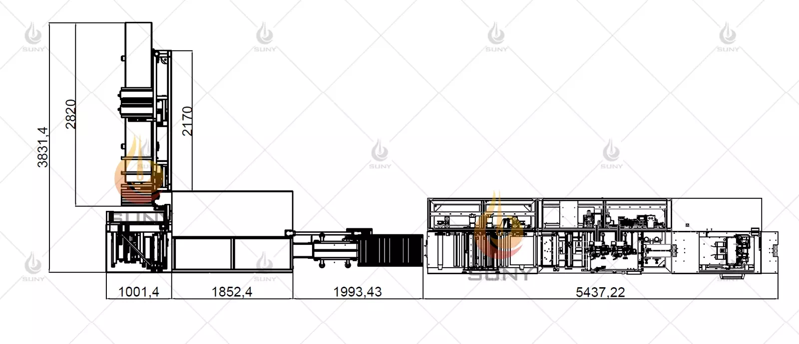 Layout of SY-535 Portable Wet Wipes Making Machine